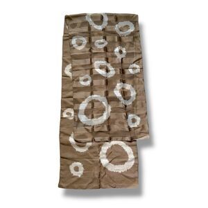 Brown & White Scarf 63” X 15” Rectangular Woman Scarve Circles